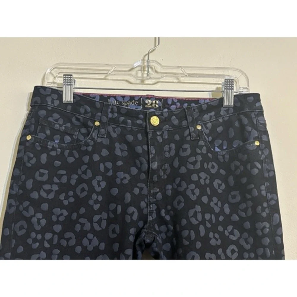 Kate Spade New York Broome‎ Street Leopard Print Jeans Navy Blue Black Size 28